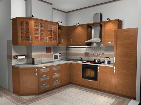 Кухня со встроенным холодильником