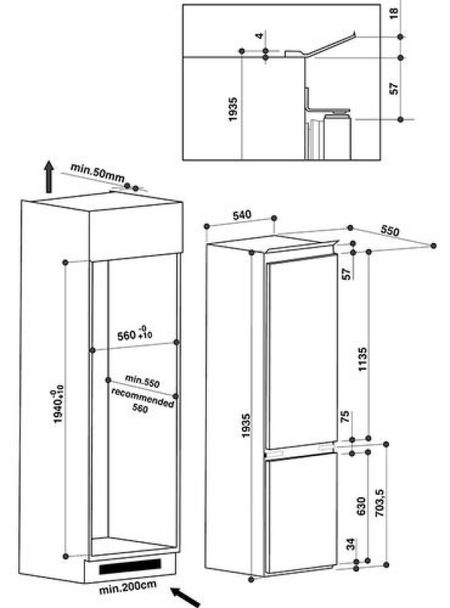 Размеры холодильника WHIRLPOOL ART 9812 A+ SF