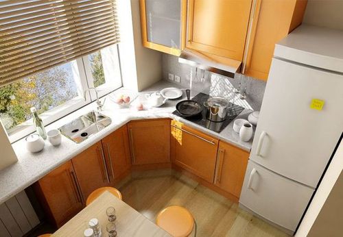 Дизайн маленькой кухни 6 кв м в оранжевом цвете